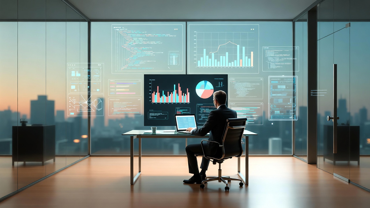 Guy sitting near laptop in London